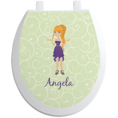 Custom Character (Woman) Toilet Seat Decal (Personalized)