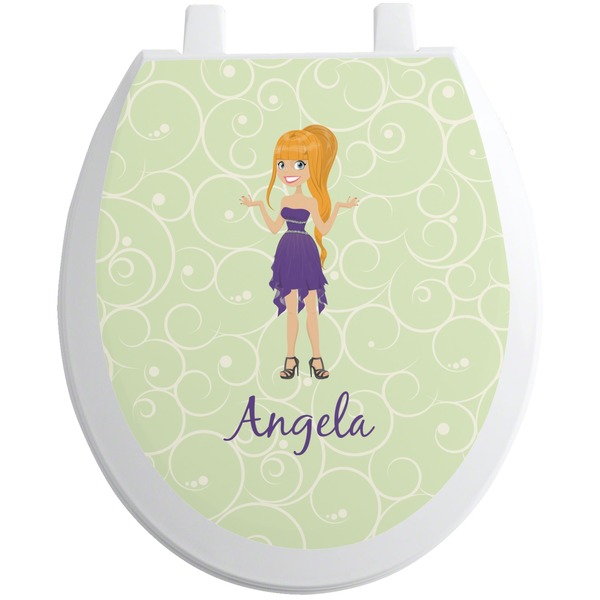 Custom Custom Character (Woman) Toilet Seat Decal - Round (Personalized)