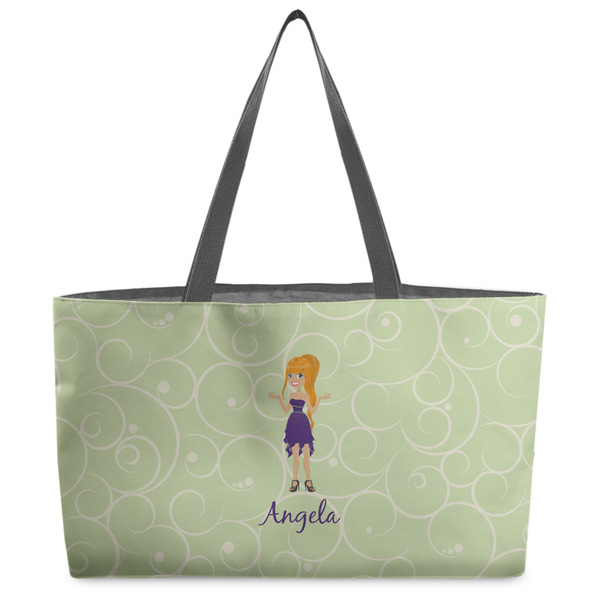 Custom Custom Character (Woman) Beach Totes Bag - w/ Black Handles (Personalized)