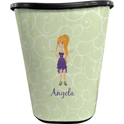 Custom Character (Woman) Waste Basket - Single Sided (Black) (Personalized)