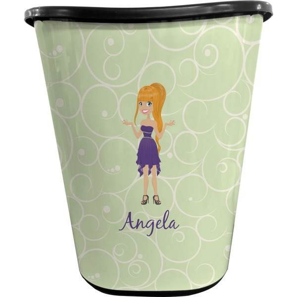 Custom Character (Woman) Trash Can Black