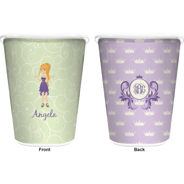 Custom Character (Woman) Trash Can White - Front and Back - Apvl