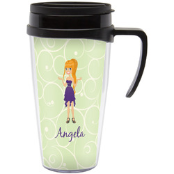 Custom Character (Woman) Acrylic Travel Mug with Handle (Personalized)