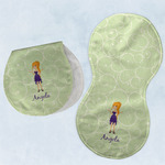 Custom Character (Woman) Burp Pads - Velour - Set of 2 w/ Name or Text