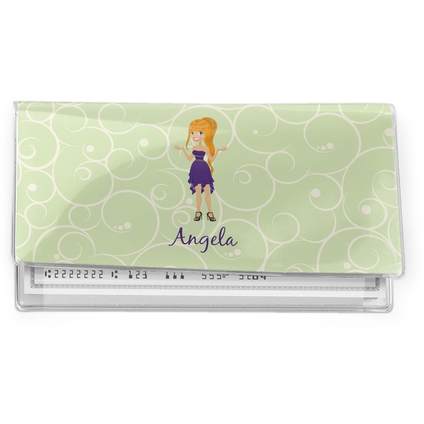 Custom Custom Character (Woman) Vinyl Checkbook Cover (Personalized)