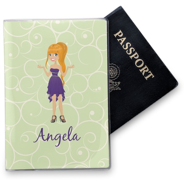Custom Custom Character (Woman) Vinyl Passport Holder (Personalized)
