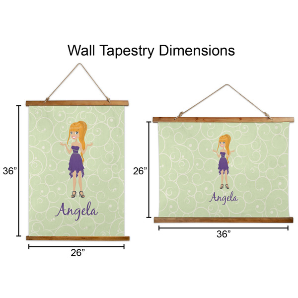 Custom Character (Woman) Wall Hanging Tapestries - Parent/Sizing