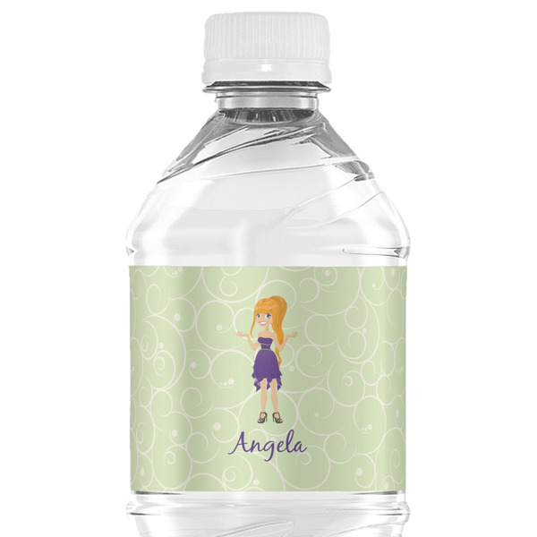 Custom Custom Character (Woman) Water Bottle Labels - Custom Sized (Personalized)