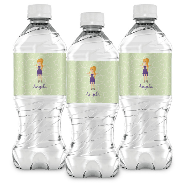 Custom Character (Woman) Water Bottle Labels - Front View