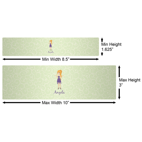 Custom Character (Woman) Water Bottle Labels w/ Dimensions