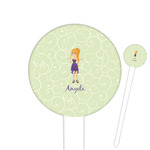Custom Character (Woman) Cocktail Picks - Round Plastic (Personalized)
