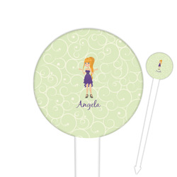 Custom Character (Woman) Round Plastic Food Picks (Personalized)