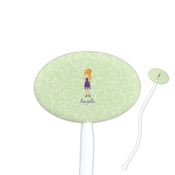 Custom Character (Woman) 7" Oval Plastic Stir Sticks - White - Double Sided (Personalized)