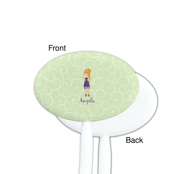 Custom Character (Woman) White Plastic 7" Stir Stick - Single Sided - Oval - Front & Back