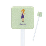 Custom Character (Woman) Square Plastic Stir Sticks (Personalized)