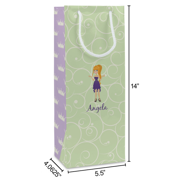 Custom Character (Woman) Wine Gift Bag - Dimensions
