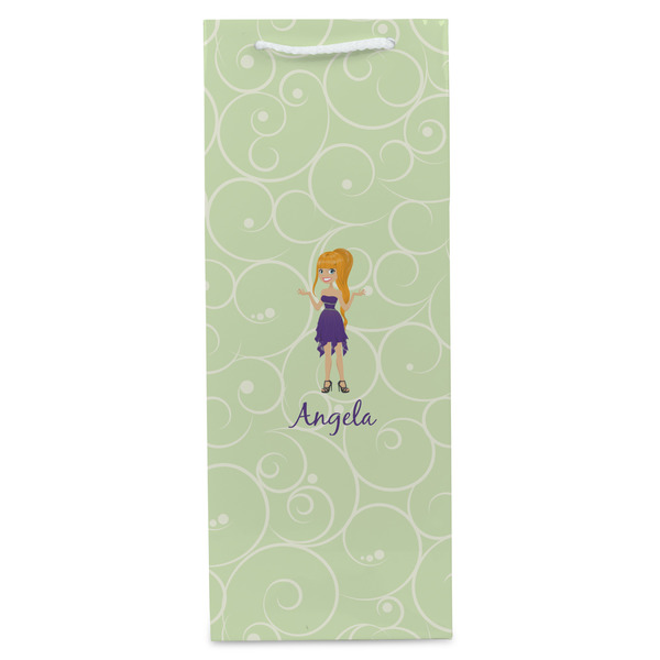 Custom Character (Woman) Wine Gift Bag - Gloss - Front