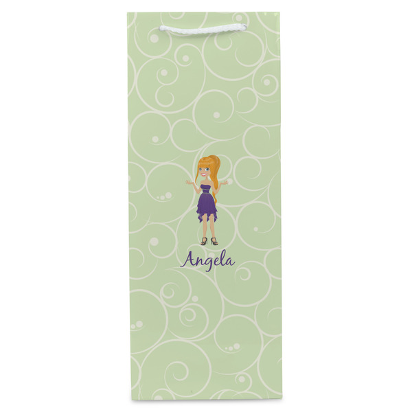Custom Character (Woman) Wine Gift Bag - Matte - Front