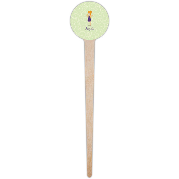 Custom Character (Woman) Wooden 4" Food Pick - Round - Single Pick