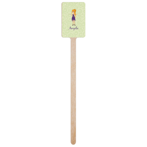 Custom Character (Woman) Wooden 6.25" Stir Stick - Rectangular - Single Stick