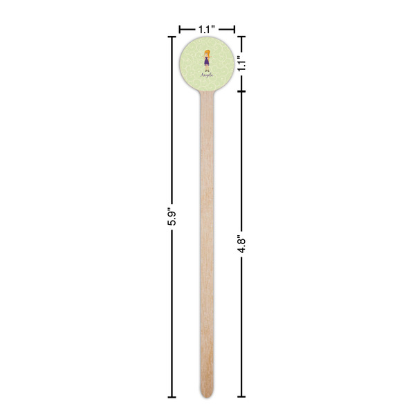 Custom Character (Woman) Wooden 6" Stir Stick - Round - Dimensions
