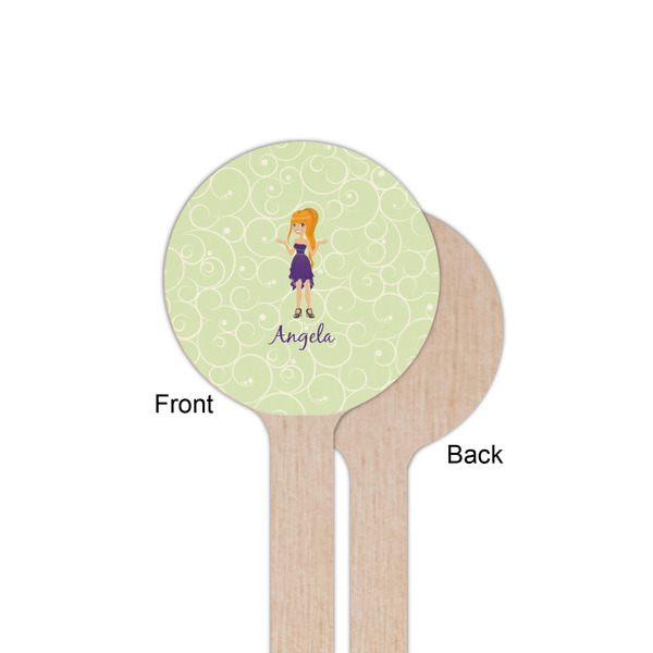 Custom Character (Woman) Wooden 6" Stir Stick - Round - Single Sided - Front & Back