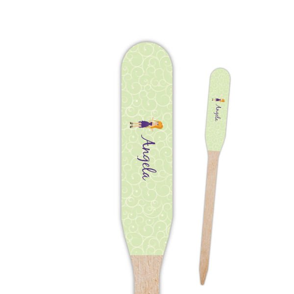 Custom Custom Character (Woman) Paddle Wooden Food Picks (Personalized)