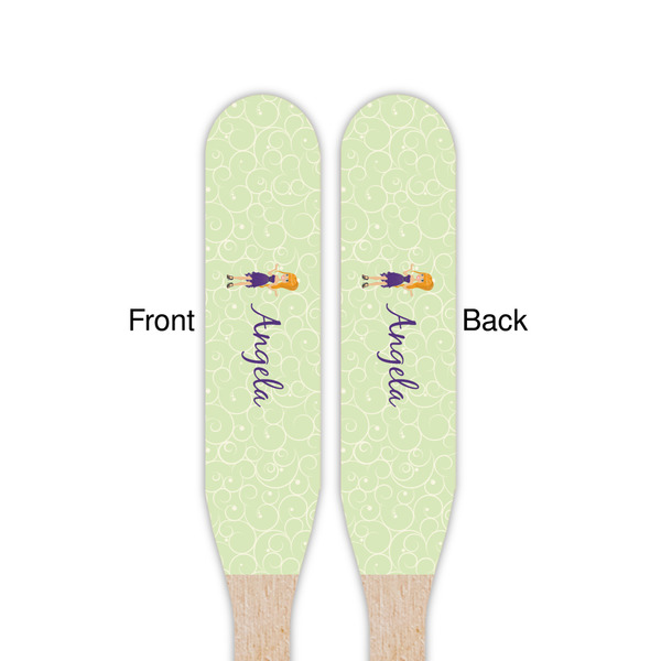 Custom Character (Woman) Wooden Food Pick - Paddle - Double Sided - Front & Back