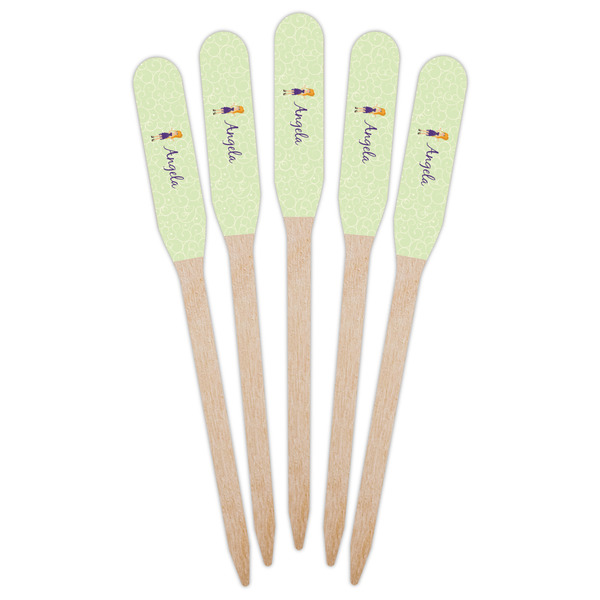 Custom Character (Woman) Wooden Food Pick - Paddle - Fan View