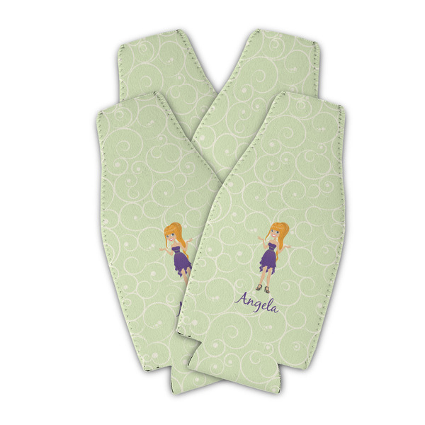 Custom Character (Woman) Zipper Bottle Cooler - Set of 4 - PARENT MAIN (flat)