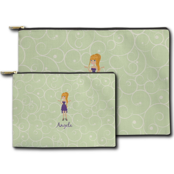 Custom Character (Woman) Zippered Pouches - Size Comparison