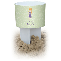 Custom Character (Woman) White Beach Spiker Drink Holder (Personalized)