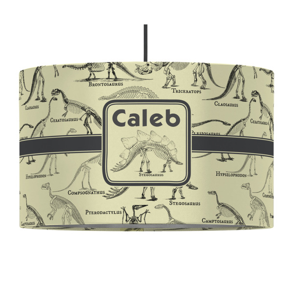 Custom Dinosaur Skeletons 12" Drum Pendant Lamp - Fabric (Personalized)