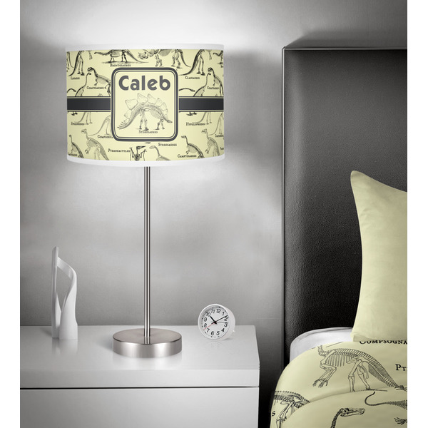 Dinosaur Skeletons 13 inch drum lamp shade - in room