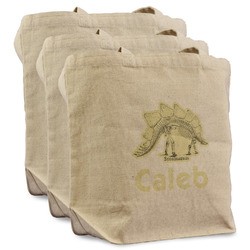 Dinosaur Skeletons Reusable Cotton Grocery Bags - Set of 3 (Personalized)