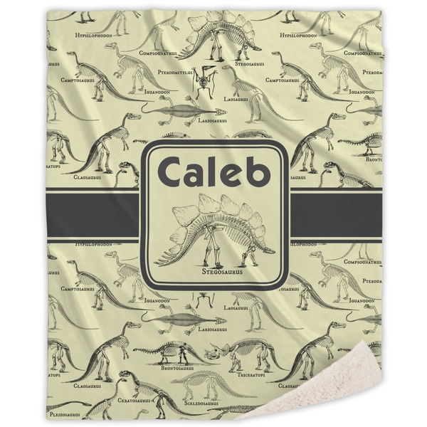 Custom Dinosaur Skeletons Sherpa Throw Blanket (Personalized)