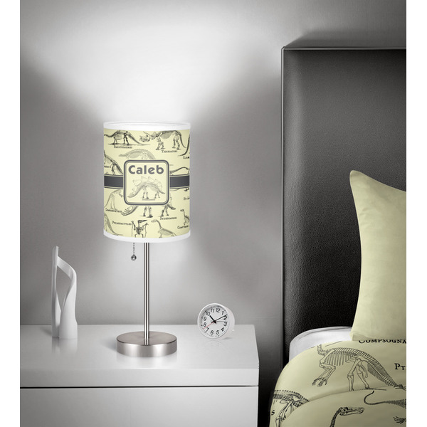 Dinosaur Skeletons 7 inch drum lamp shade - in room