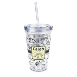 Dinosaur Skeletons 16oz Double Wall Acrylic Tumbler with Lid & Straw - Full Print (Personalized)