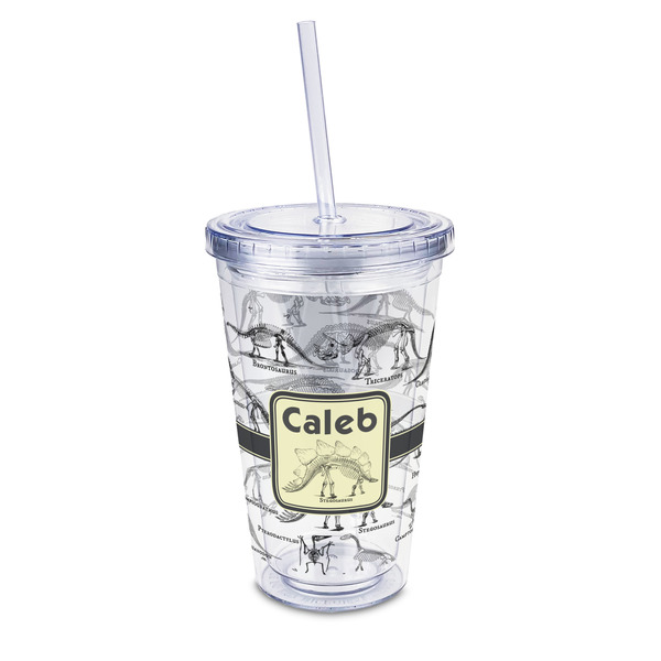 Custom Dinosaur Skeletons 16oz Double Wall Acrylic Tumbler with Lid & Straw - Full Print (Personalized)