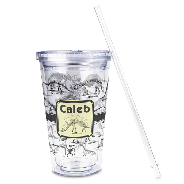 Dinosaur Skeletons Acrylic Tumbler - Full Print - Front straw out