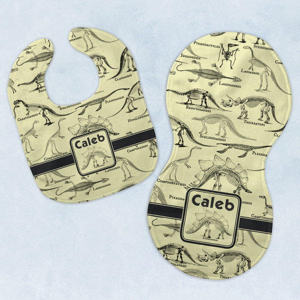 Custom Dinosaur Skeletons Baby Bib & Burp Set w/ Name or Text