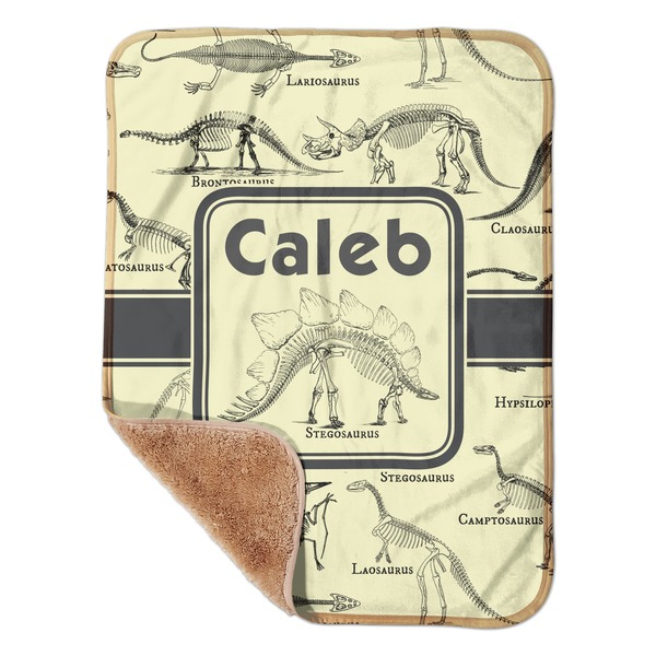 Custom Dinosaur Skeletons Sherpa Baby Blanket - 30" x 40" w/ Name or Text