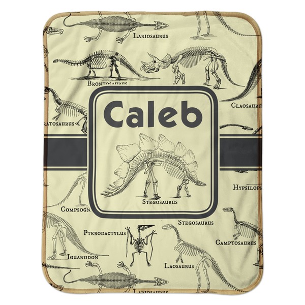 Dinosaur Skeletons Baby Sherpa Blanket - Flat