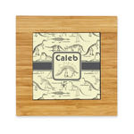 Dinosaur Skeletons Bamboo Trivet with Ceramic Tile Insert (Personalized)