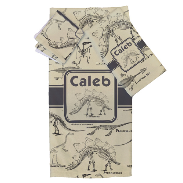 Custom Dinosaur Skeletons Bath Towel Set - 3 Pcs (Personalized)