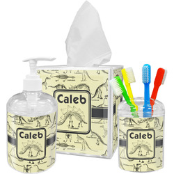 Dinosaur Skeletons Acrylic Bathroom Accessories Set w/ Name or Text
