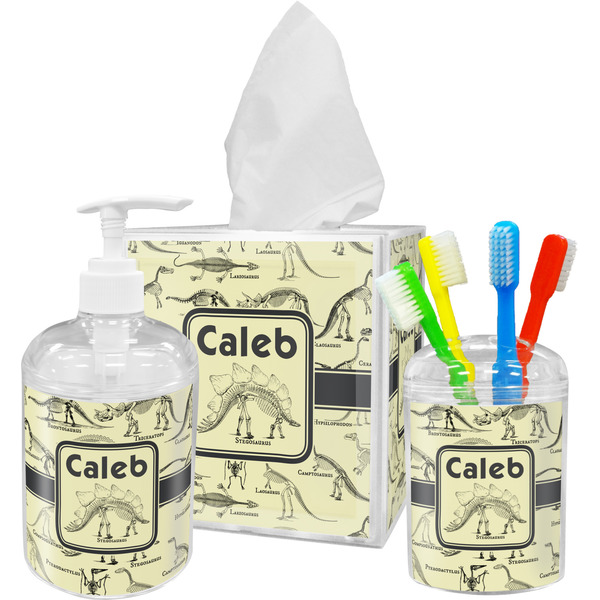 Dinosaur Skeletons Bathroom Accessories Set (Personalized)