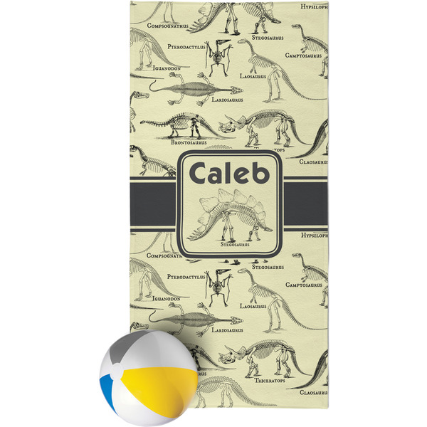 Custom Dinosaur Skeletons Beach Towel (Personalized)