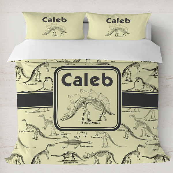 Custom Dinosaur Skeletons Duvet Cover Set - King (Personalized)