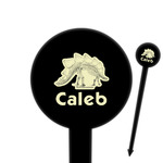 Dinosaur Skeletons 6" Round Plastic Food Picks - Black - Single Sided (Personalized)